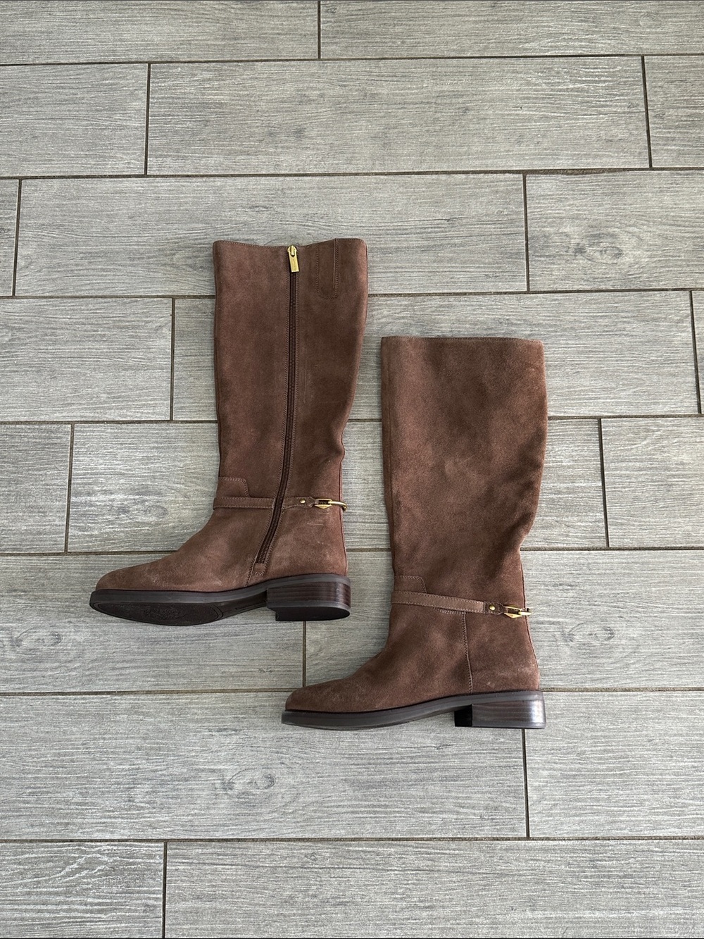Vince Camuto Adria Ankle Link Knee High Toasted Taupe Riding Boots New! - Picture 9 of 12